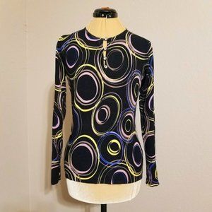 RED Women Black Geometric Pattern Rayon Blend Sweater, Size S